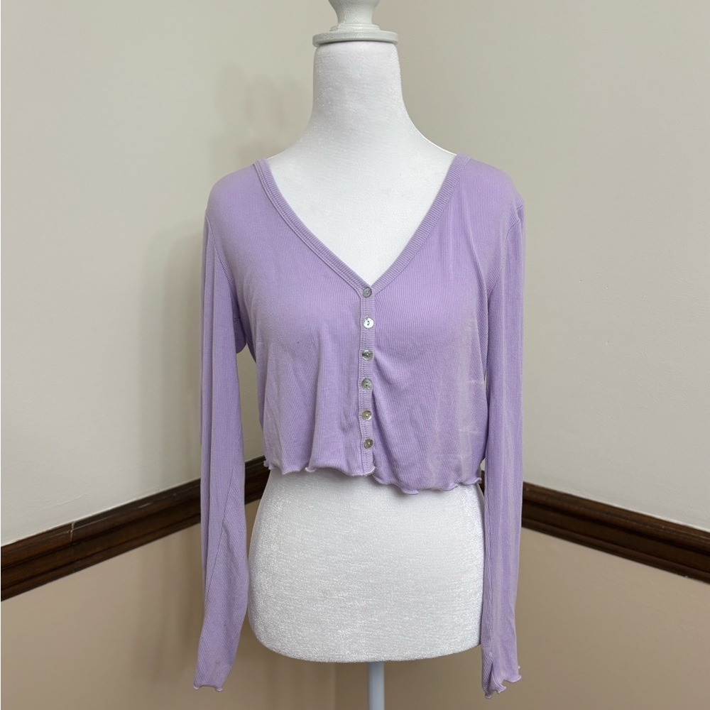 Princess polly lilac cropped button-up cardigan